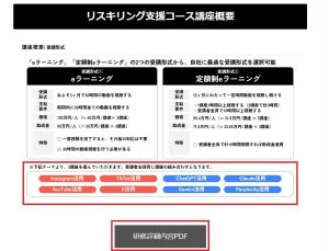リスキリング研修コース講座内容